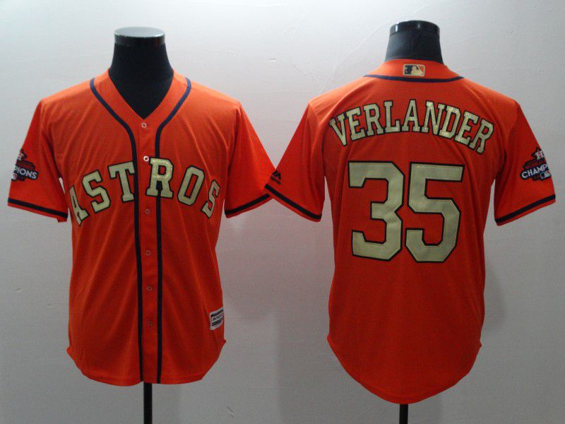 Men Houston Astros 35 Verlander Orange Game Champion Edition MLB Jerseys